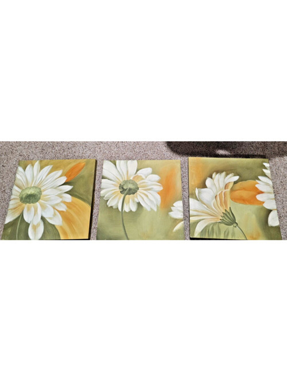 3 Piece Daisy Canvas wall art Set (16" x 16" panels)